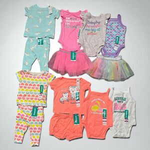 Garanimals Baby Girl Lot 0-3 Months  13 Pc Bodysuits Shirts Pants Skirts Shorts